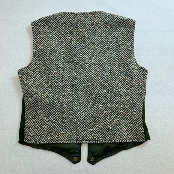 Country Set Vtg Suede Tweed Leather Vest Size 9 Green 60s 70s Festival Western - Picture 7 of 16